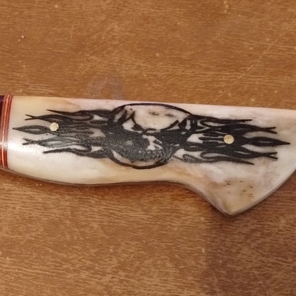 New 5pc Damascus steel blade skull kitchen butcher set - Picture 3 of 5